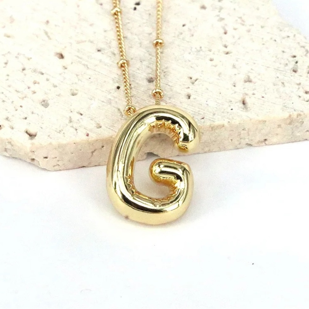 Bubble Balloon Letter G Initial Necklace